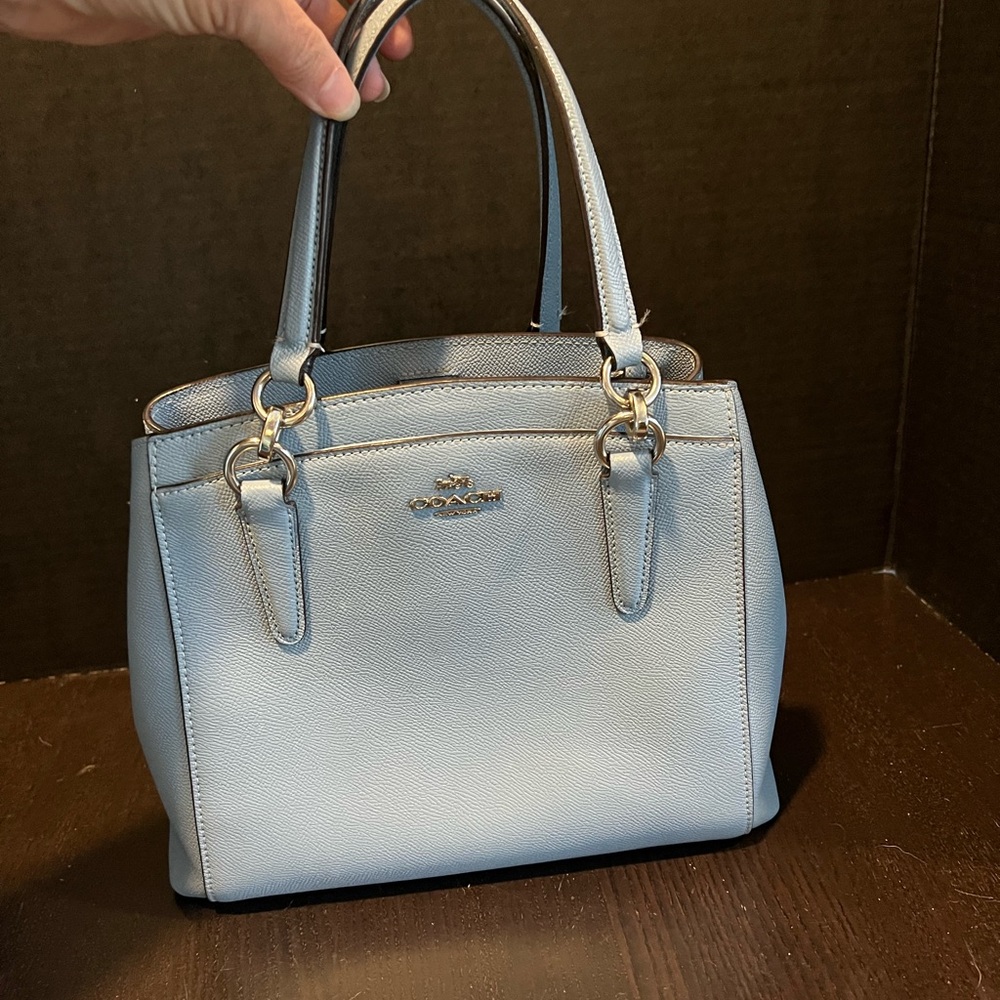 Coach Blue Leather Satchel with Structured Design